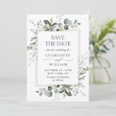 Elegant Waterverf Eucalyptus Floral Wedding Save The Date (Staand voorkant)