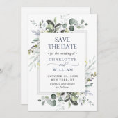 Elegant Waterverf Eucalyptus Floral Wedding Save The Date (Voorkant / Achterkant)
