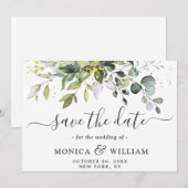 Elegant Waterverf Eucalyptus Floral Wedding Save The Date (Voorkant / Achterkant)