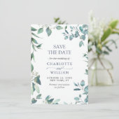 Elegant Waterverf Eucalyptus Floral Wedding Save The Date (Staand voorkant)