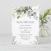 Elegant Waterverf Eucalyptus Floral Wedding Save The Date (Staand voorkant)