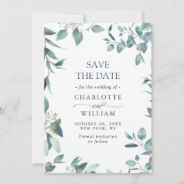 Elegant Waterverf Eucalyptus Floral Wedding Save The Date