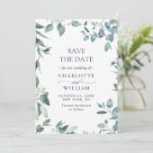 Elegant Waterverf Eucalyptus Floral Wedding Save The Date (Staand voorkant)