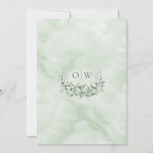 Elegant Waterverf Eucalyptus Foto bruiloft Save The Date (Achterkant)