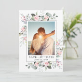 Elegant Waterverf Eucalyptus FOTO Weddenschap Save The Date (Staand voorkant)