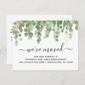 Elegant Waterverf Eucalyptus Gold Glitter Movement Aankondigingskaart (Voorkant / Achterkant)