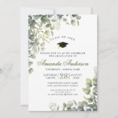 Elegant Waterverf Eucalyptus Graduparty Kaart (Voorkant)