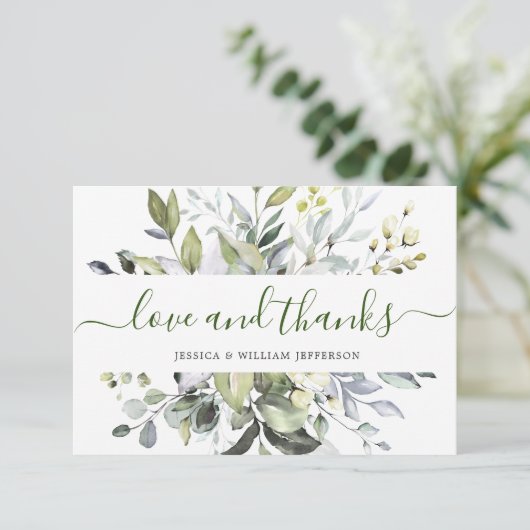 Elegant Waterverf Eucalyptus Greenery Bedankkaart (Staand voorkant)