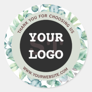 Elegant Waterverf Eucalyptus Greenery Black Ronde Sticker
