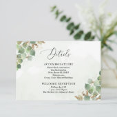 Elegant Waterverf Eucalyptus Greenery Gold Accent Informatiekaartje (Staand voorkant)