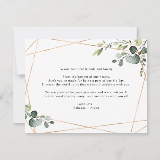 Elegant Waterverf Eucalyptus Greenery Gold Bedankkaart (Achterkant)