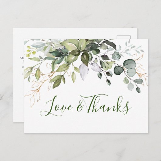Elegant Waterverf Eucalyptus Greenery Hartelijk da Briefkaart (Voorkant / Achterkant)