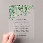 Elegant Waterverf Eucalyptus Greenery Wedding Acryl Uitnodigingen (Insitu (Draagbaar))