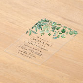 Elegant Waterverf Eucalyptus Greenery Wedding Acryl Uitnodigingen (Laagn)