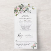 Elegant Waterverf Eucalyptus Greenery Wedding All In One Uitnodiging (Binnen)
