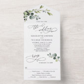Elegant Waterverf Eucalyptus Greenery Wedding All In One Uitnodiging (Binnen)