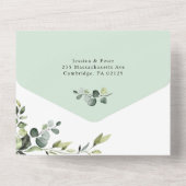 Elegant Waterverf Eucalyptus Greenery Wedding All In One Uitnodiging (Achterkant)