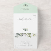 Elegant Waterverf Eucalyptus Greenery Wedding All In One Uitnodiging (Buitenkant)
