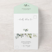 Elegant Waterverf Eucalyptus Greenery Wedding All In One Uitnodiging (Buitenkant)