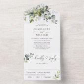 Elegant Waterverf Eucalyptus Greenery Wedding All In One Uitnodiging (Binnen)