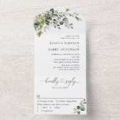 Elegant Waterverf Eucalyptus Greenery Wedding All In One Uitnodiging (Binnen)