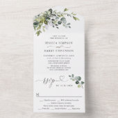 Elegant Waterverf Eucalyptus Greenery Wedding All In One Uitnodiging (Binnen)