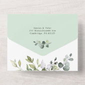 Elegant Waterverf Eucalyptus Greenery Wedding All In One Uitnodiging (Achterkant)