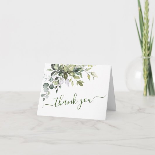 Elegant Waterverf Eucalyptus Greenery Wedding Bedankkaart (Voorkant)