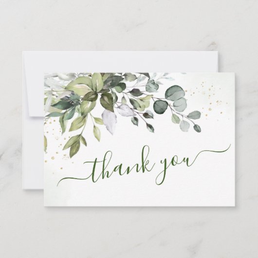 Elegant Waterverf Eucalyptus Greenery Wedding Bedankkaart (Voorkant)