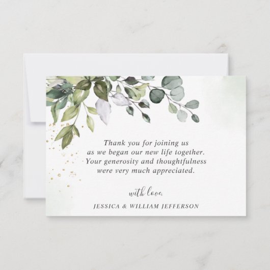 Elegant Waterverf Eucalyptus Greenery Wedding Bedankkaart (Achterkant)
