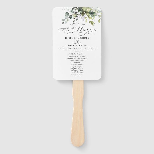 Elegant Waterverf Eucalyptus Greenery Wedding Ha Handwaaier (Voorkant)