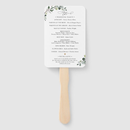 Elegant Waterverf Eucalyptus Greenery Wedding Ha Handwaaier (Achterkant)