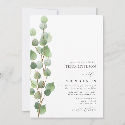 Elegant Waterverf Eucalyptus Greenery Wedding Kaart (Voorkant)