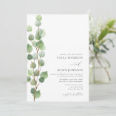 Elegant Waterverf Eucalyptus Greenery Wedding Kaart (Staand voorkant)