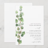 Elegant Waterverf Eucalyptus Greenery Wedding Kaart (Voorkant / Achterkant)