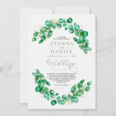 Elegant Waterverf Eucalyptus Greenery Wedding Kaart (Voorkant)