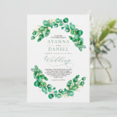 Elegant Waterverf Eucalyptus Greenery Wedding Kaart (Staand voorkant)