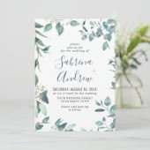 Elegant Waterverf Eucalyptus Greenery Wedding Kaart (Staand voorkant)