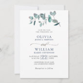 Elegant Waterverf Eucalyptus Greenery Wedding Kaart (Voorkant)