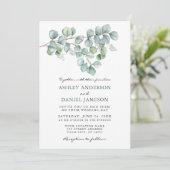 Elegant Waterverf Eucalyptus Greenery Wedding Kaart (Staand voorkant)