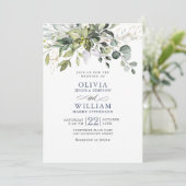 Elegant Waterverf Eucalyptus Greenery Wedding Kaart (Staand voorkant)