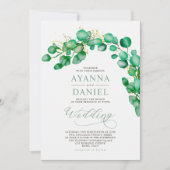 Elegant Waterverf Eucalyptus Greenery Wedding Kaart (Voorkant)