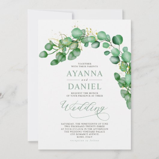 Elegant Waterverf Eucalyptus Greenery Wedding Kaart (Voorkant)