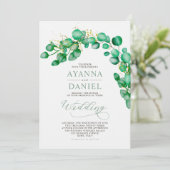 Elegant Waterverf Eucalyptus Greenery Wedding Kaart (Staand voorkant)