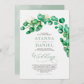 Elegant Waterverf Eucalyptus Greenery Wedding Kaart (Voorkant / Achterkant)