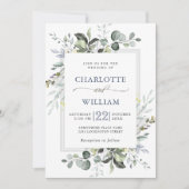 Elegant Waterverf Eucalyptus Greenery Wedding Kaart (Voorkant)