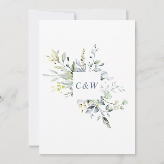 Elegant Waterverf Eucalyptus Greenery Wedding Kaart (Achterkant)