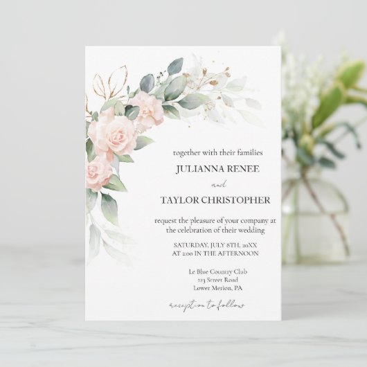 Elegant Waterverf Eucalyptus Greenery Wedding Kaart (Staand voorkant)