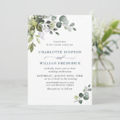 Elegant Waterverf Eucalyptus Greenery Wedding Kaart (Staand voorkant)