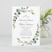 Elegant Waterverf Eucalyptus Greenery Wedding Kaart (Staand voorkant)